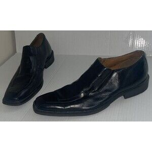 Steve Madden Shoes Mens 12 Black Loafers Leather Square Toe Slip On Dressy‎